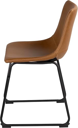 Miniatura 3 de Cortesi Home Casablanca - Silla de comedor en piel sintética marrón, patas negras (juego de 2)