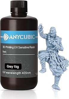 ANYCUBIC 3D Printer Resin, 405nm High Precision Fast Curing UV Photopolymer Resin for LCD 3D Printing 1000ml Grey