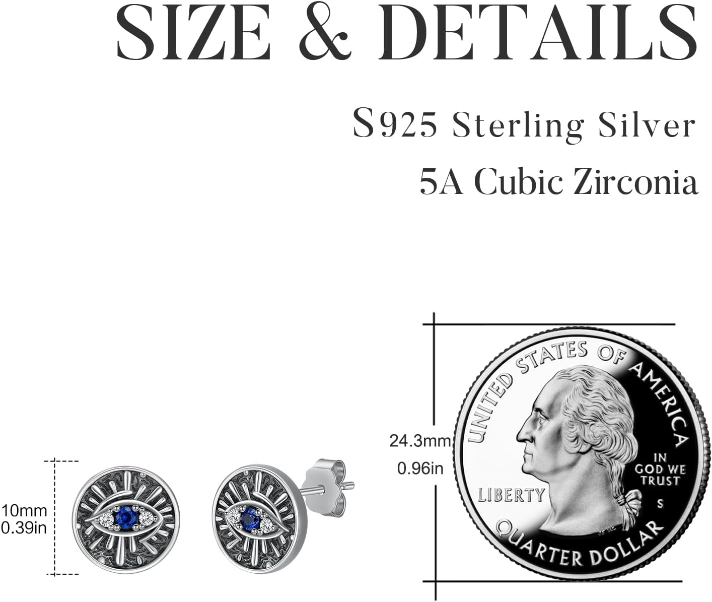 Evil Eye Earrings for Women 925 Sterling Silver Turkish Protection Jewelry Gifr for Women Men - Image 5