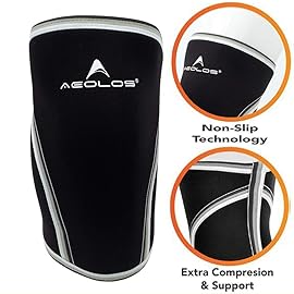 AEOLOS Knee Sleeves (1 Pair)7mm Compression Knee Braces for Heavy-Lifting,Squats,Gym and Other Sports (Medium, Black)