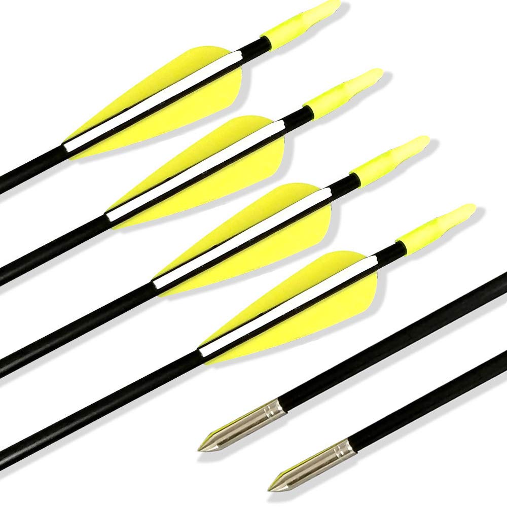 SHARROW Flèches en Fibre de Verre 31 Pouces Spine 900 pour Arc Recourbé Arc Long Traditionnel