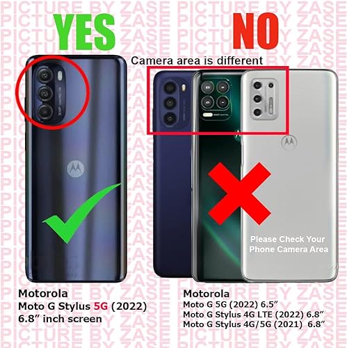 Miniatura 3 de ZASE Moto G Stylus 5G (2022) - Funda de piel sintética con cierre magnético, diseño de correa con ranura para tarjeta para Motorola G Stylus 5G 2022