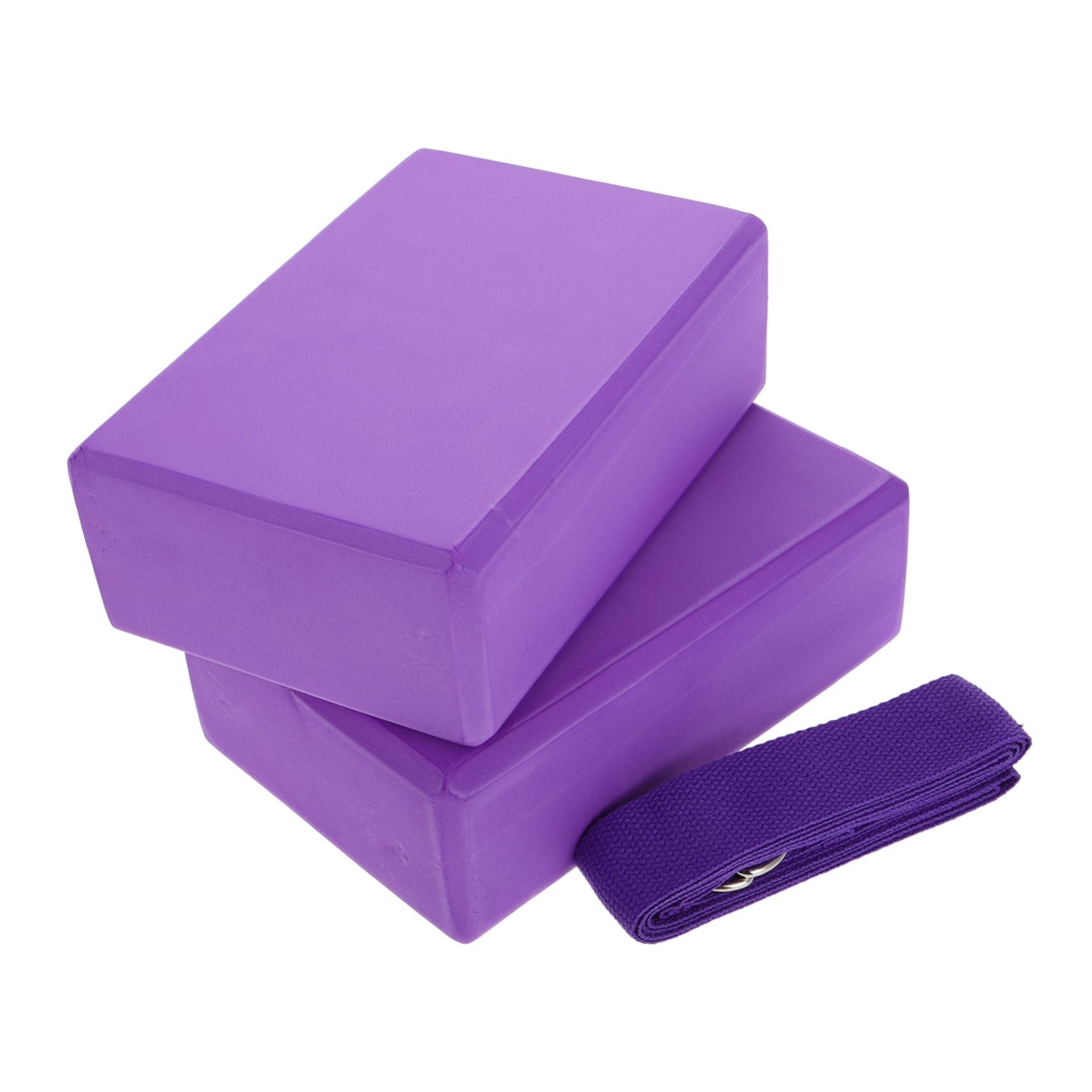 Set 3 Blocchi Yoga in Schiuma Antiscivolo Con Cinghia Elastico Per Pilates, Fitness e Stretching – Compatto, Leggero e Regolabile Per Supporto Polsi e Accessori Yoga Portatili