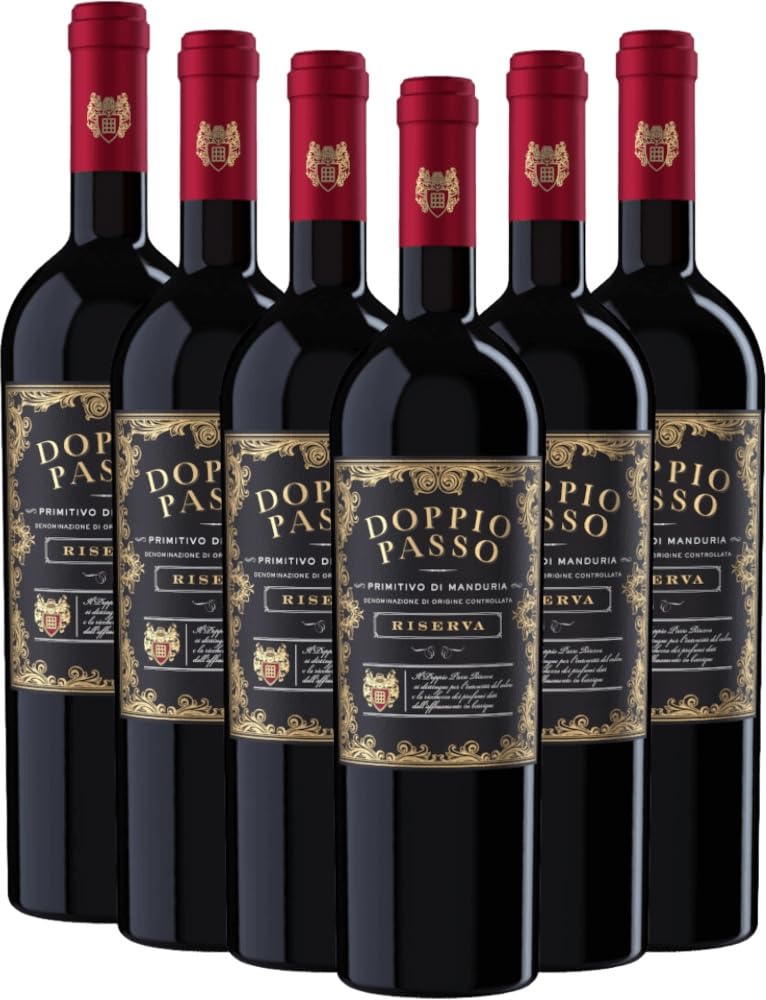 Doppio Passo Primitivo di Manduria Riserva CVCB Rotwein 6 x 0,75l VINELLO - 6 x Weinpaket inkl. kostenlosem VINELLO.weinausgießer