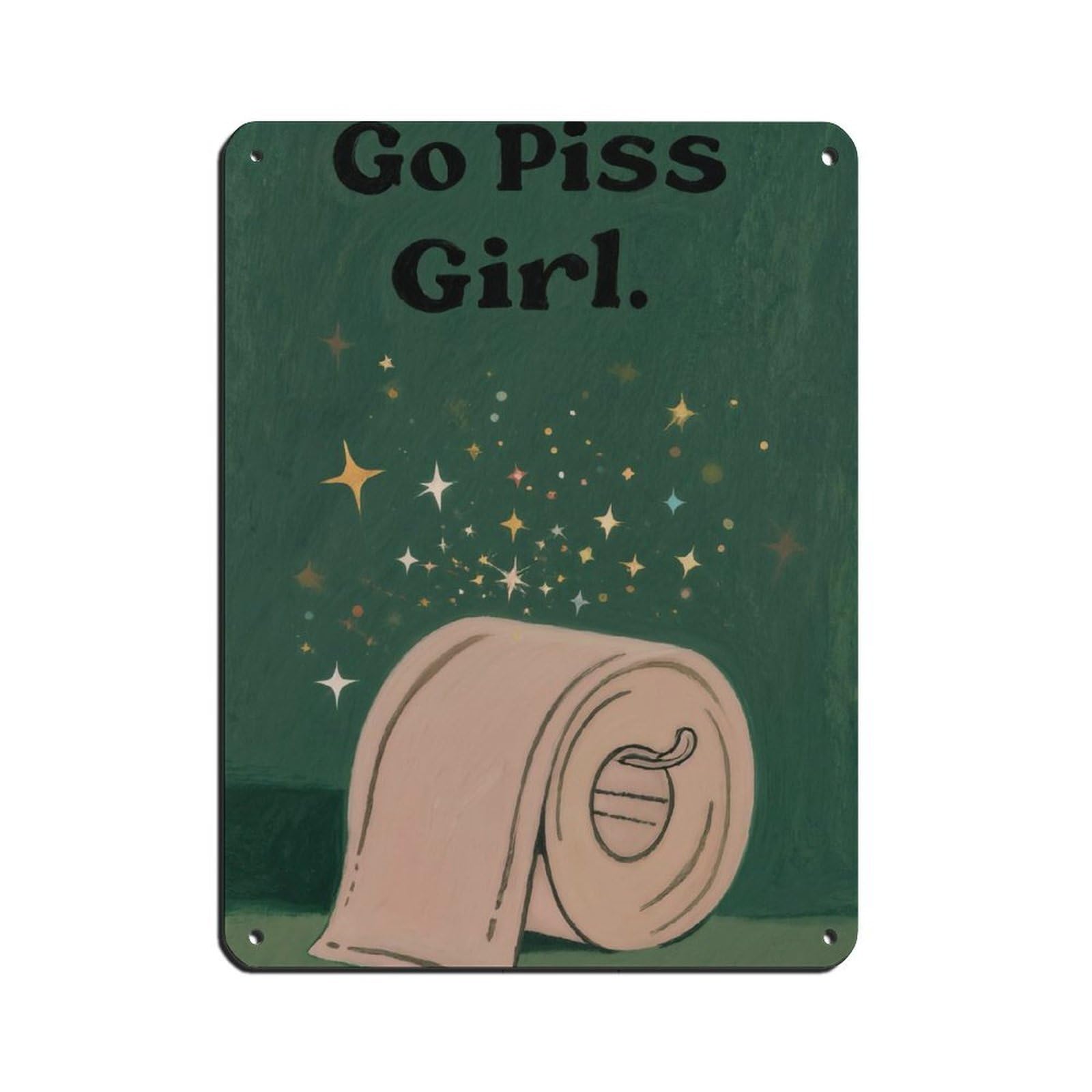 Plaque en métal vintage Go Piss Girl pour décorer un comptoir bar