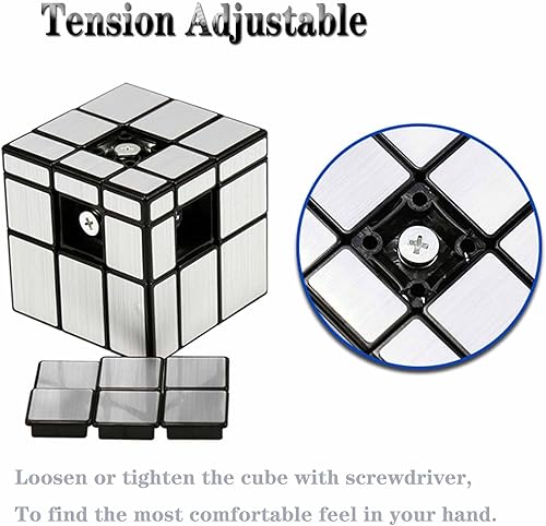 Miniatura 7 de QYTOYS - Cubo de espejo de 3 x 3 x 3 x 3 pulgadas, cubo de diferentes formas, cubo plateado de 2.244 in, bloques de espejo de cubo de velocidad,