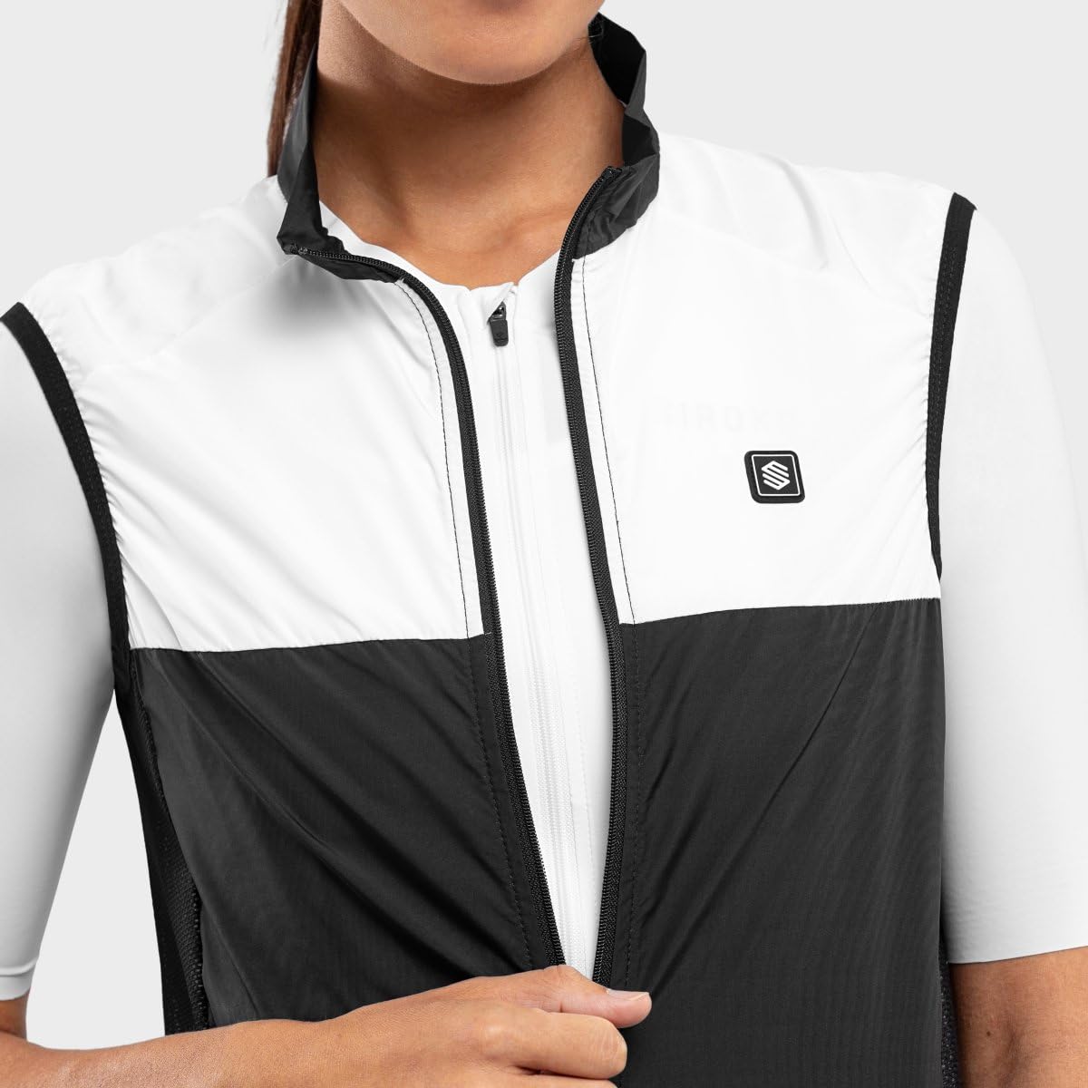 SIROKO - Gilet Antivento da Ciclismo da Donna V1-W Copenhagen - XL - Nero/Bianco