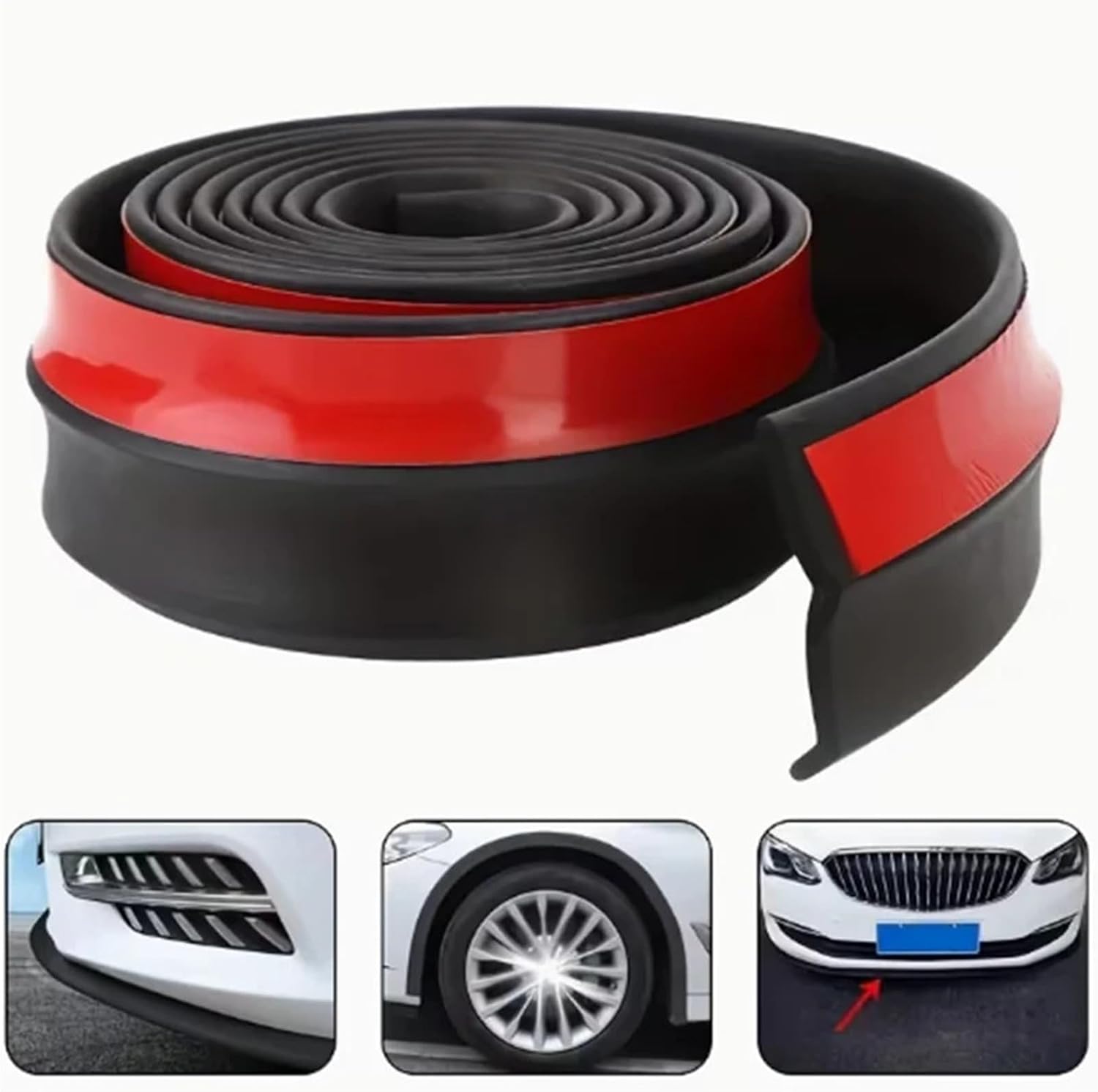 2.5M Car Lip Skirt Protector Exterior Mouldings Front Bumper Universal 60mm Width Rubber Strip