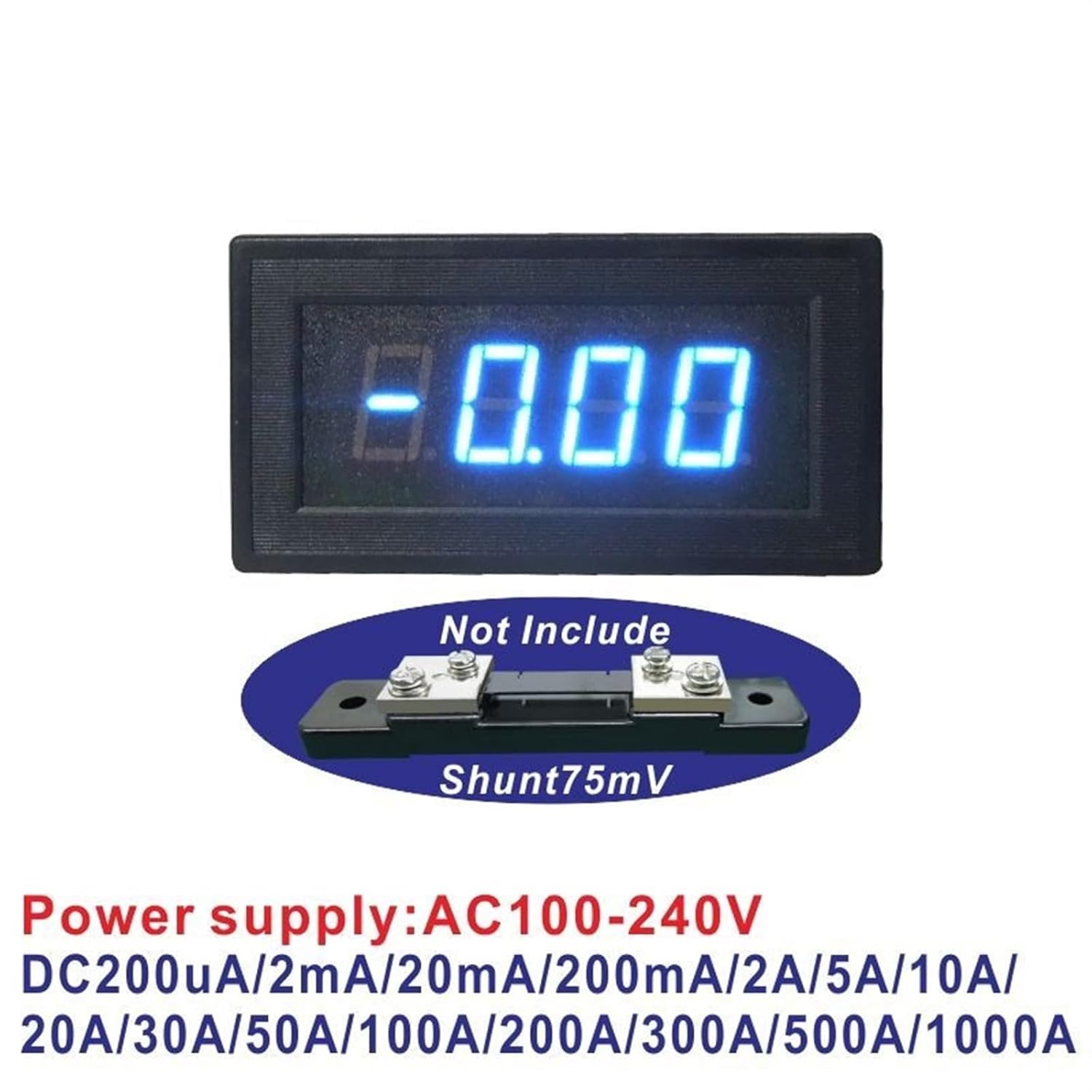 YB5135B Digital DC Current Meter Display 2 20mA 200mA 2A 5A Milliamp Amp Gauge Dc Milliampere Ammeter 1Pcs(Color:Red,Size:DC100A (75mV))