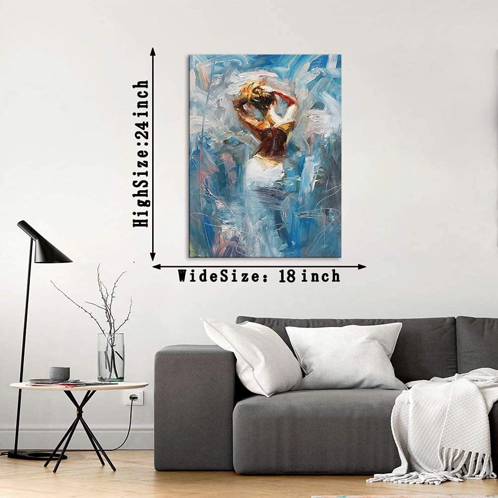 MAMAGO Modern Wall Decor Sexy Woman Body Canvas Prints Poster Abstract Ballet Woman Artwork for Living Room Bedroom Bathroom Hotel Wall Decor Framed Ready to Hang - 18 x 24 inch