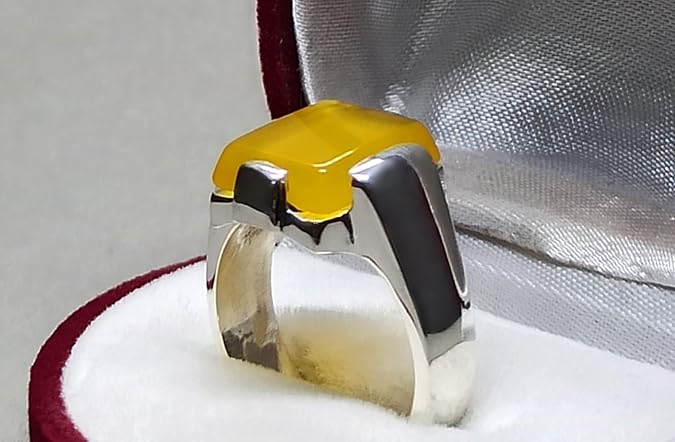 Natural Yemeni Yellow Aqeeq Women Plain Ring Sterling Silver 925 Handmade Zard Aqeeq Ring Gift for Her Agate Ring