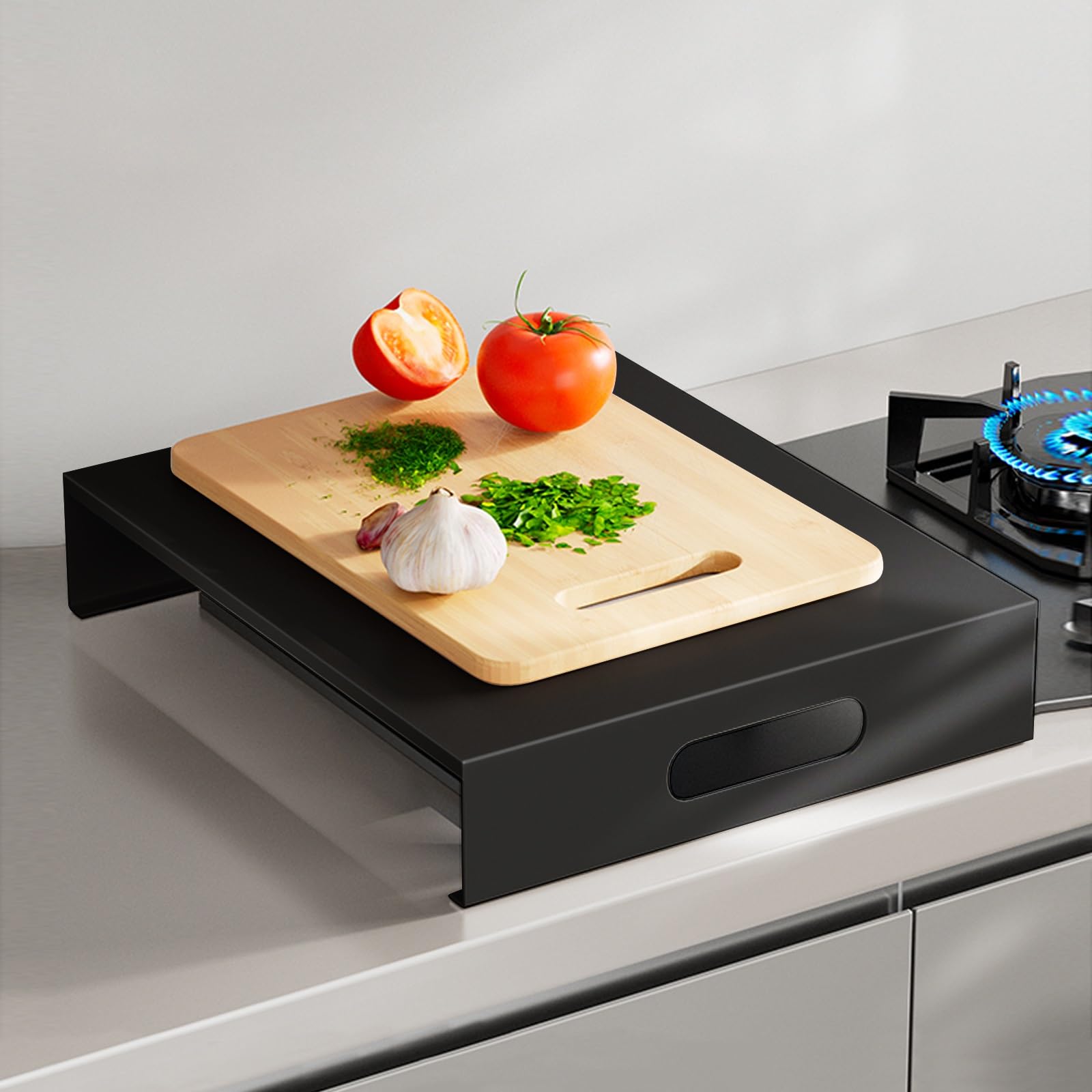 Tapa Encimera Gas, Cubiertas Multiusos para Protector Cocina Gas, Cubre Encimera, Amplia el Espacio de la Cocina, Rejillas de Cocina(Black,35x48cm/14x19in)