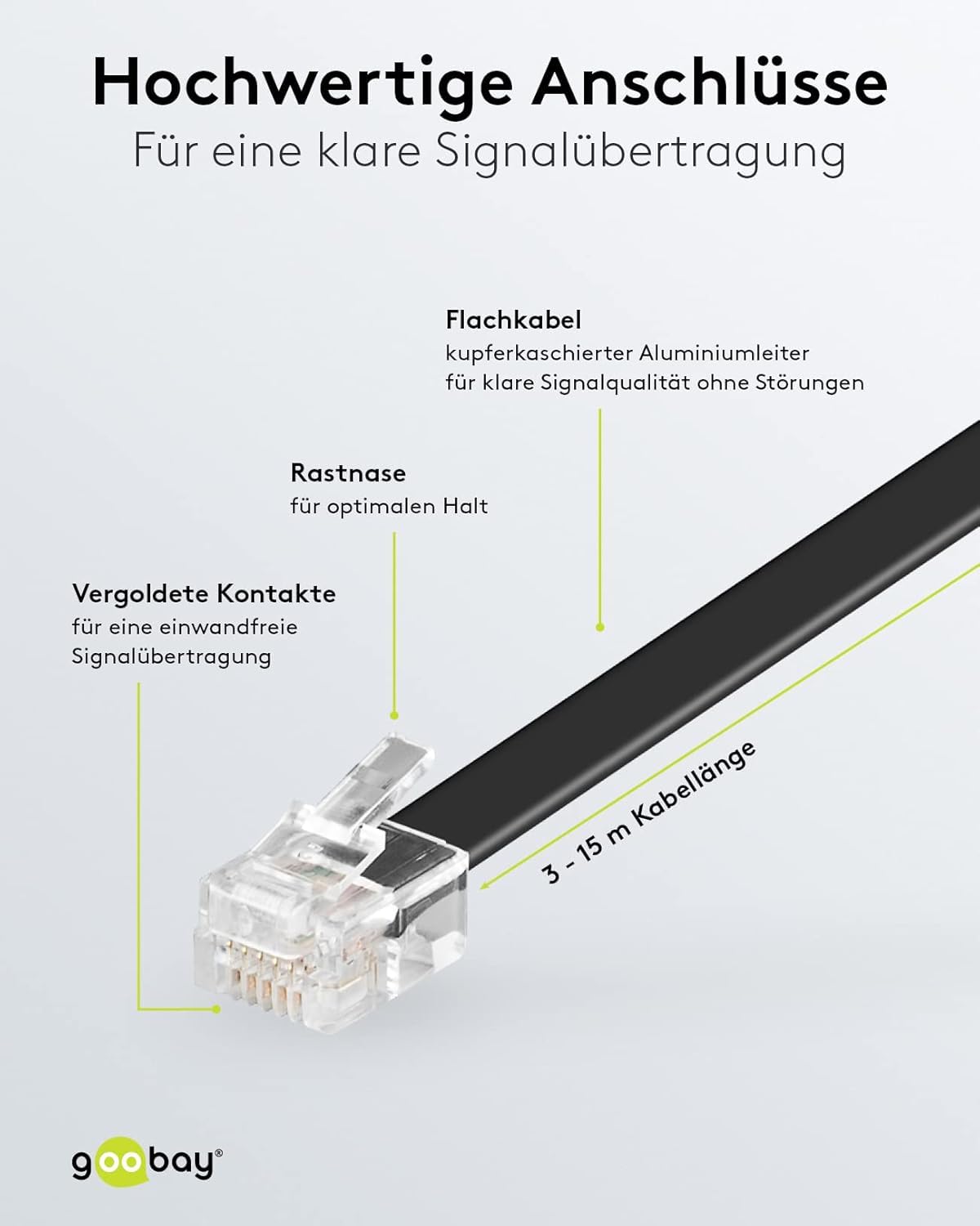 Goobay 50323 Modułowy kabel przyłączeniowy, czarny, długość kabla 10 m,