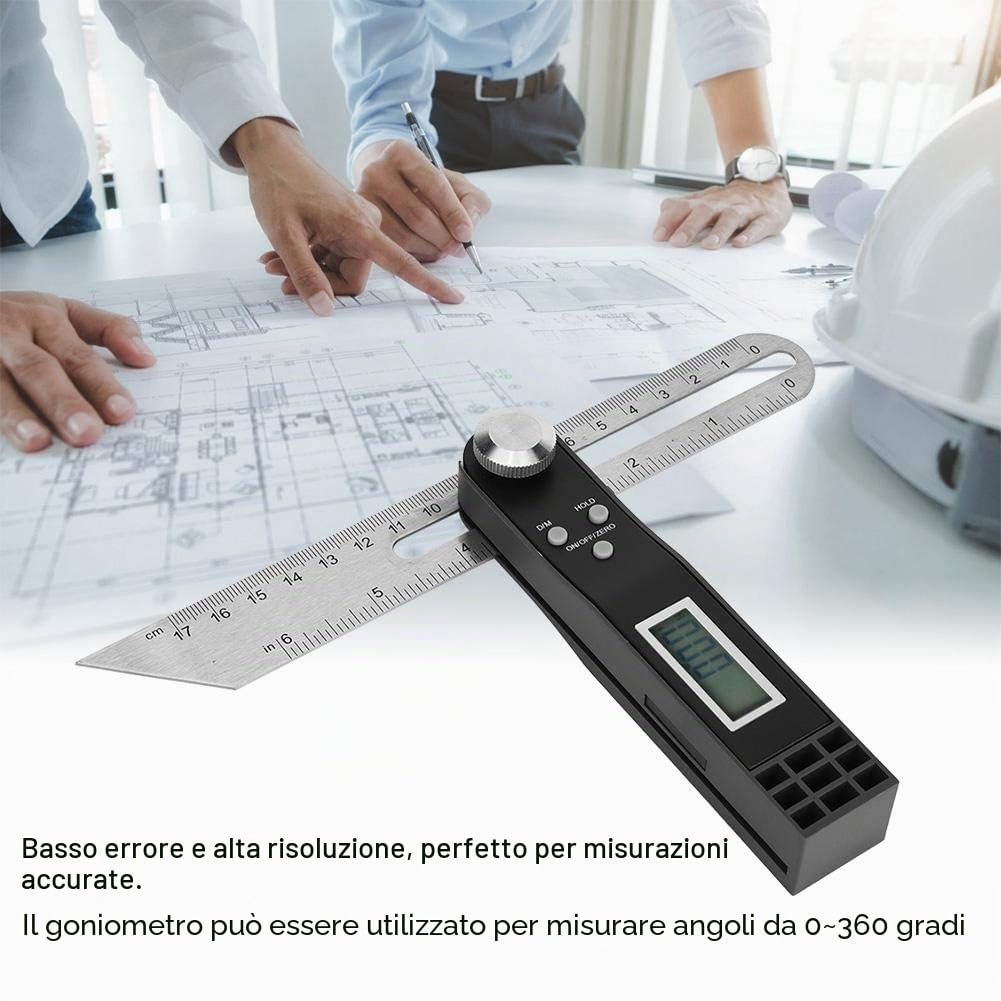Goniometro Digitale Display Digitale T Attività Goniometro Angelo Righello 0~360 ° Positioning Ruler Angle Materiale Acciaio Inossidabile