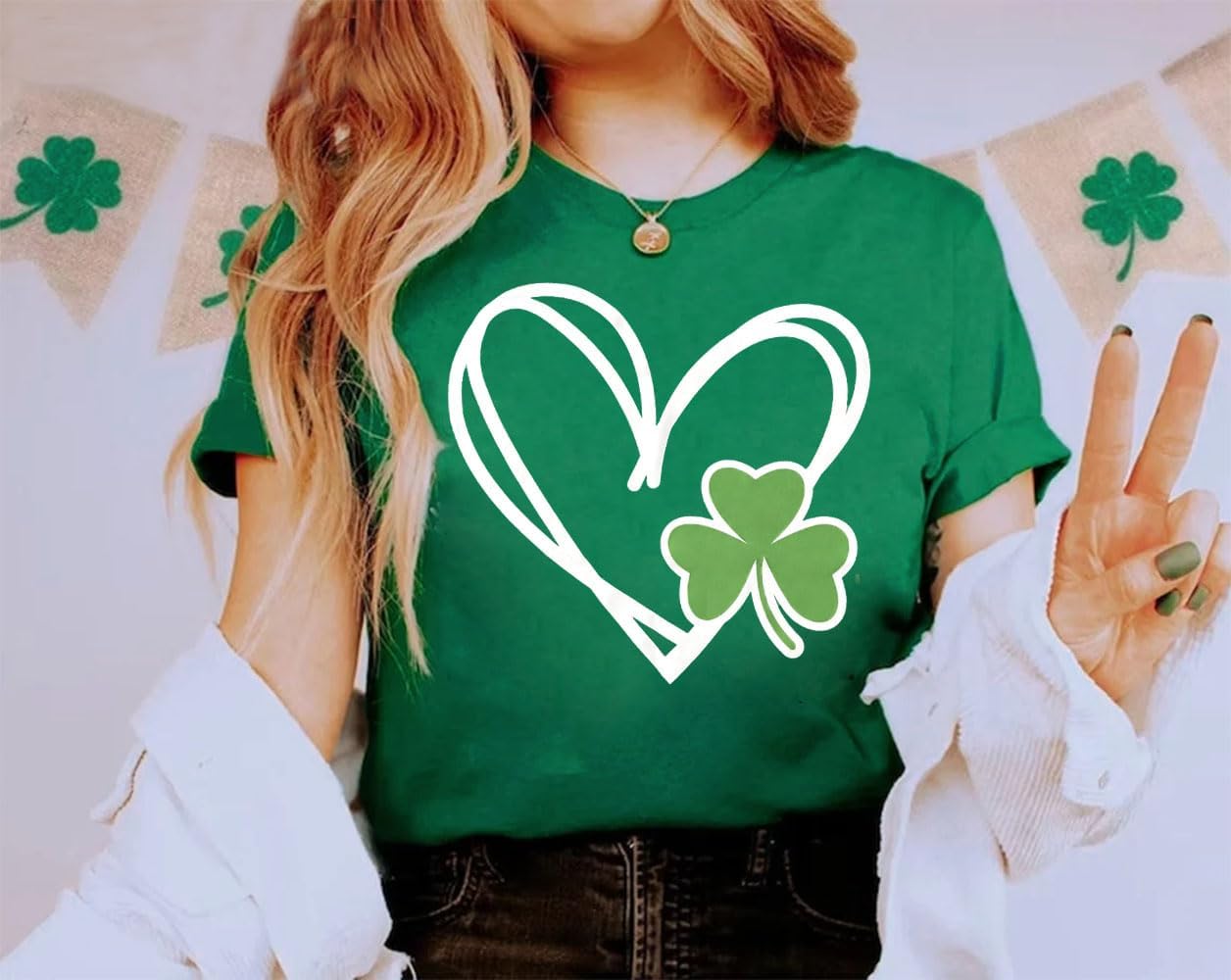 St. Patrick's Day Shirt Women Lucky Shamrock Tee St Pattys Day Irish Tshirt Clover Graphic Short Sleeve Top - Image 5