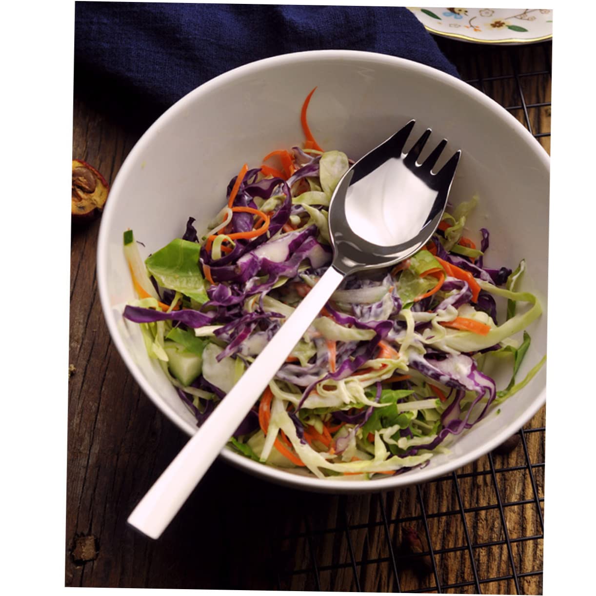Cucharas de ensalada PRETYZOOM de mango resistente y acero inoxidable duradero para hogar