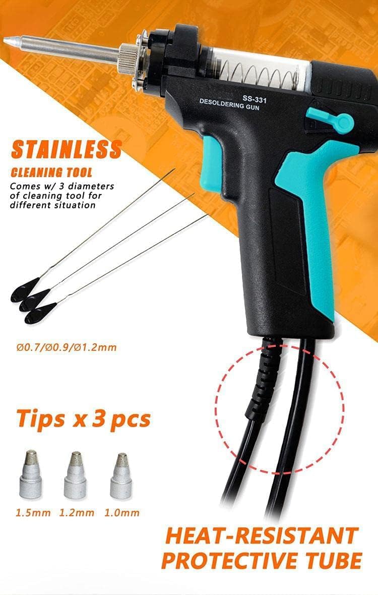 SS-331 Electric Solder Suction Gun LCD Electric Desoldering Gun Anti-static 90W High Power Strong solder sucker Suction SS-331H Desoldering Station