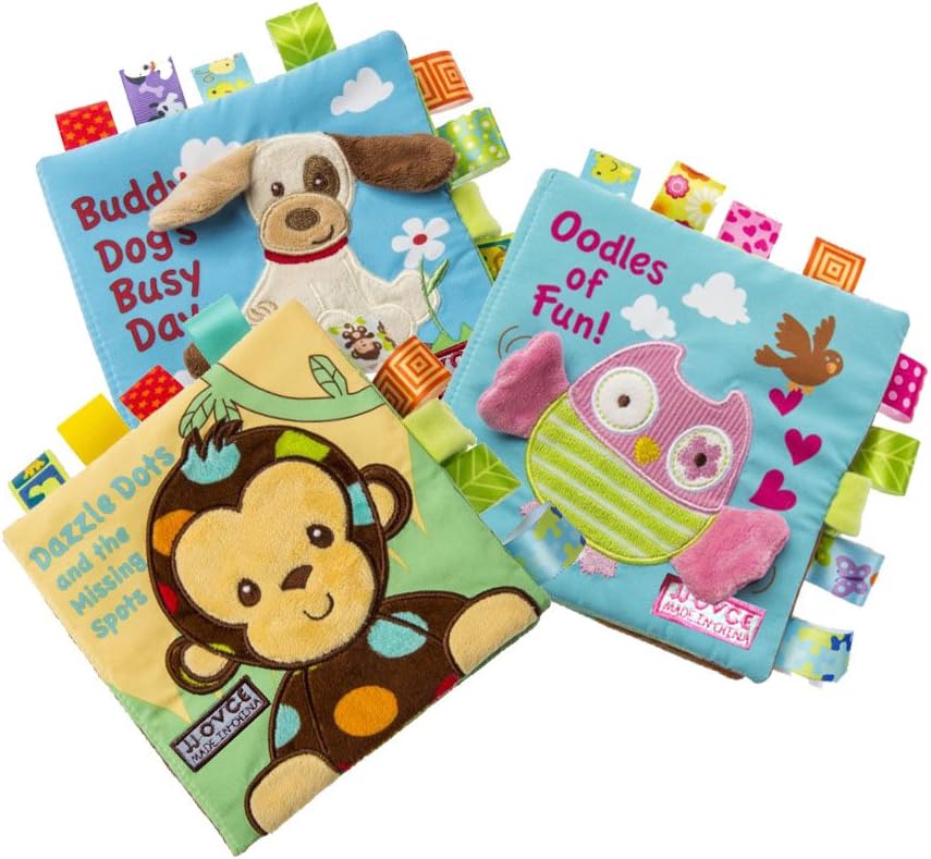 Cloth Book Set of 3 for Babies & Toddlers Early Education Development Fabric Crinkle Book Educational Toy Durable Activity Book Shower Gift for Boy & Girl