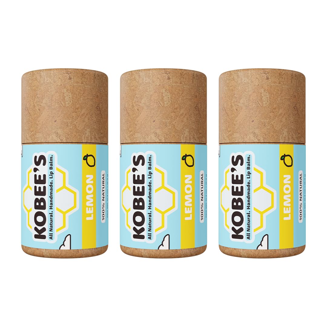 KOBEE'S ALL NATURAL. HANDMADE. LIP BALM. 3 pack - Kobeesco Lip Balm, Lip Moisturizer, Lip Cure, Lip Balm, Nourishing Lip Treatment (Lemon)