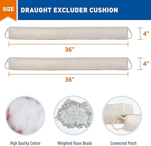 Miniatura 60 de MAGZO - Tapón de ruido para puerta; bloqueador de corrientes de aire, reductor de ruido, tapón de aire resistente para la parte inferior de la Marrón