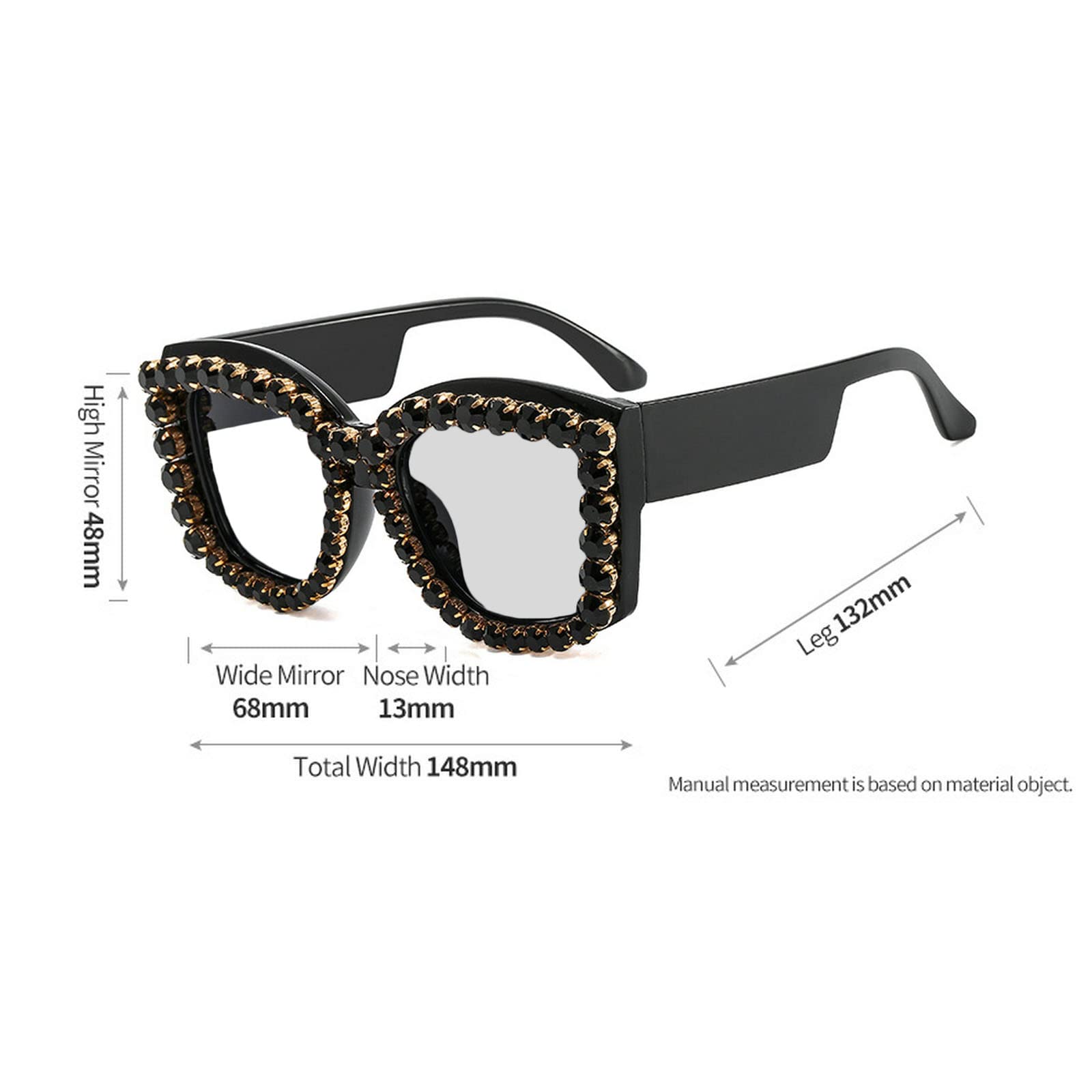 Melrose/Black Rhinestone Photochromic Vintage Punk Square Oversized Bling Rhinestone Reading Glasses (black, 2, multiplier_x)