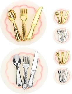 Totority 8 Conjuntos De Brinquedos De Decoração Mini Casa Enfeite Colher Em Miniatura Mini Casa Utensílios Mini Casa Acessórios De Cozinha Mini Placa Mini Cozinha Adereço Mini Tigela Liga