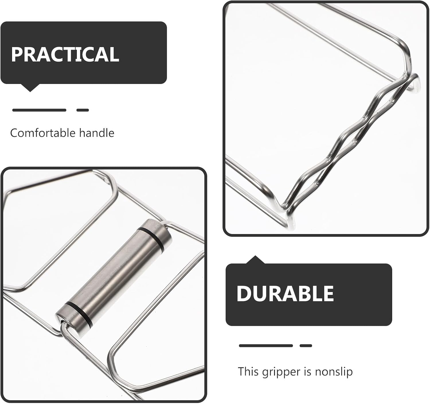 BESTonZON Stainless Steel Bowl Clip, Kitchen Stainless Steel Folding Hot Dish Plate Clip Plate Retriever Tongs Bowl Clips, Oven Rack Puller Hot Plate Gripper for Hot Microwave Oven Pots image 3