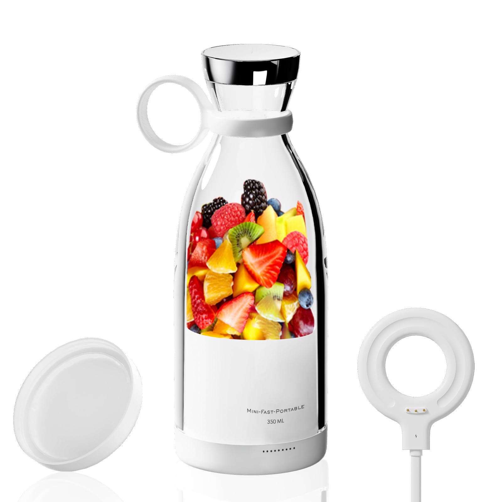 OTPEIR Portable Blender for Shakes and Smoothies with 11.83 Oz Travel Cup and Lid,Durable Stainless Steel Blades for Juice Blending Performance, White