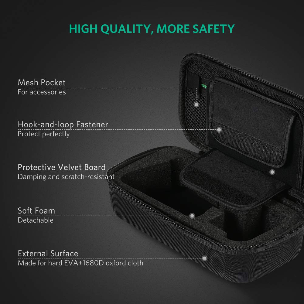UGREEN Custodia Rigida per Nintendo Switch Borsa in EVA Antiurto con Maniglia per 1 Console, 2 Joy-Con (L e R), 10 Cartucce di Giochi, Adattatore di Alimentazione e Altri Accessori Digitali, etc.