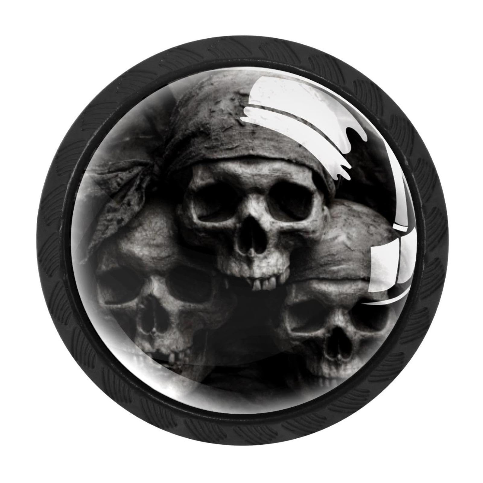 CHENZZZZ 4 Pack Cabinet Handles Black Pirate Skulls Bone Cabinet Knobs Draw