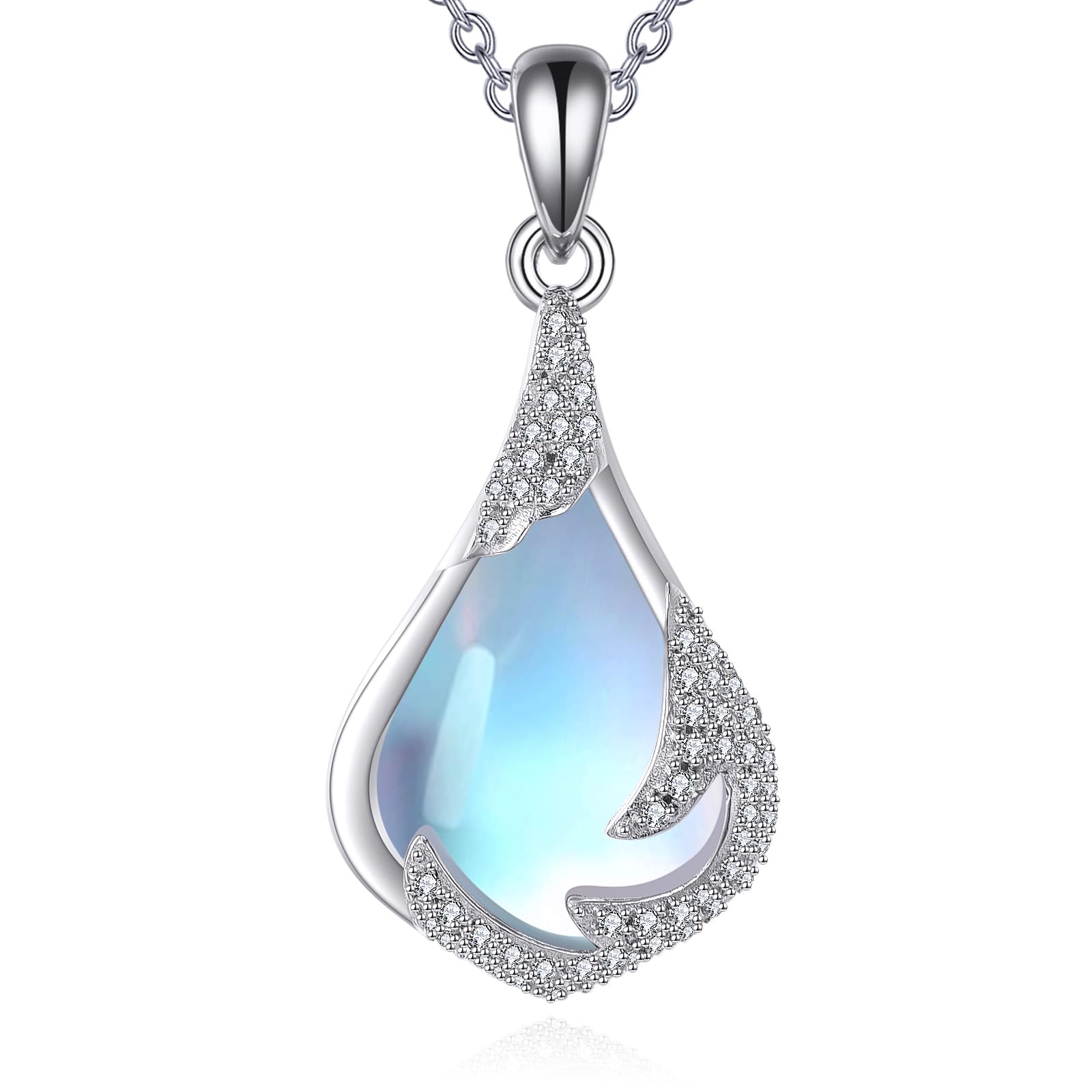 YAFEINI Mondstein Kette für Damen 925 Sterling Silber Ozeanw