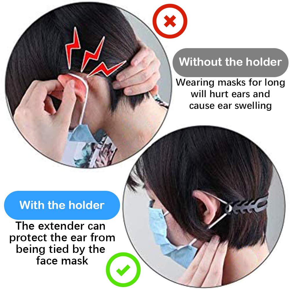 5 Pairs Ear Hooks / Ear Grips For Face Masks - Soft PE Adjustable Retainers - Unisex Adult/Child