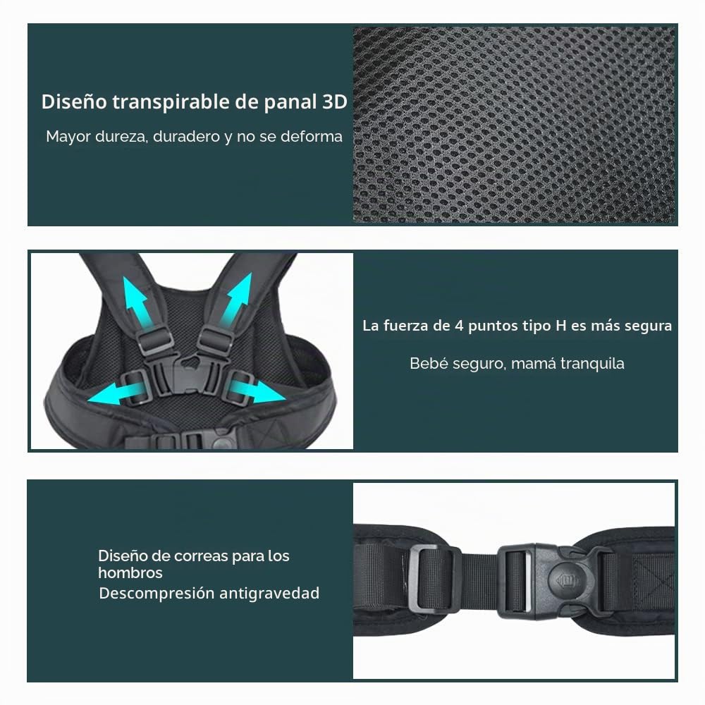 Jolik Upgrade Cinturón Moto Niño, Adjustable Arnes Moto Para Niño with Pocket, Reflective Breathable Material in Black