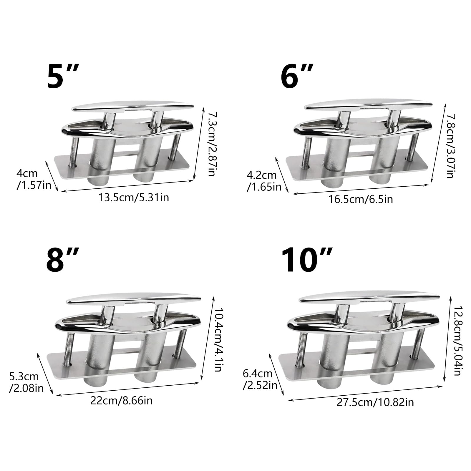 Handgefertigte, eingebettete Bootsklampe aus 316-Edelstahl mit elegantem Design für Verschiedene Marineanwendungen Klampe Yacht Look