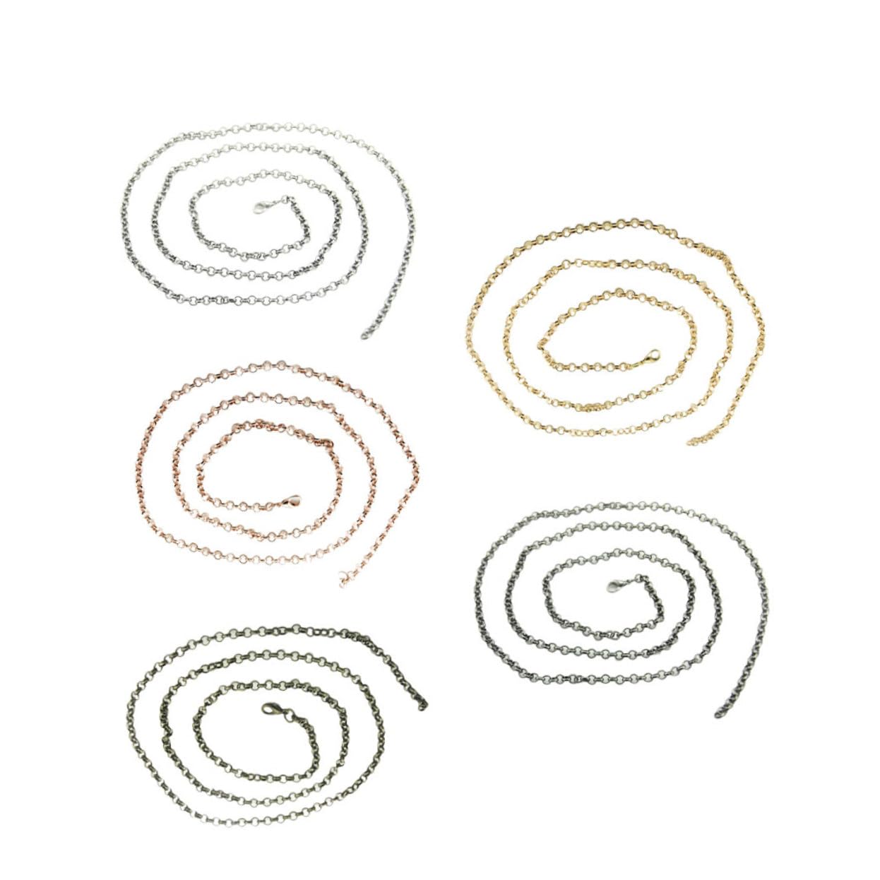 TENDYCOCO Fashionable Silver Pocket Watch Chain Necklace 5pcs Set Vintage Bronze Look for DIY Decorations