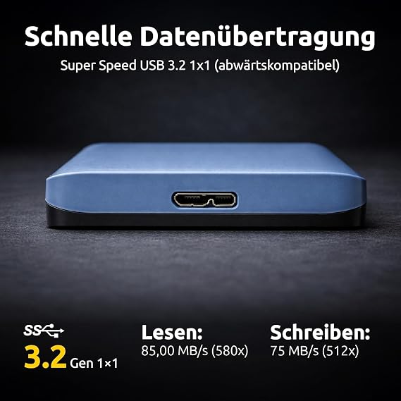 Intenso Memory Safe 1 TB External Hard Drive - 2.5 Inch USB 3.2 HDD for PC