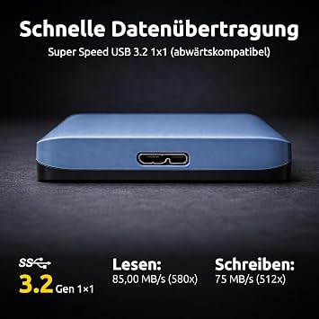 Intenso Memory Safe 1 TB External Hard Drive - 2.5 Inch USB 3.2 HDD for PC
