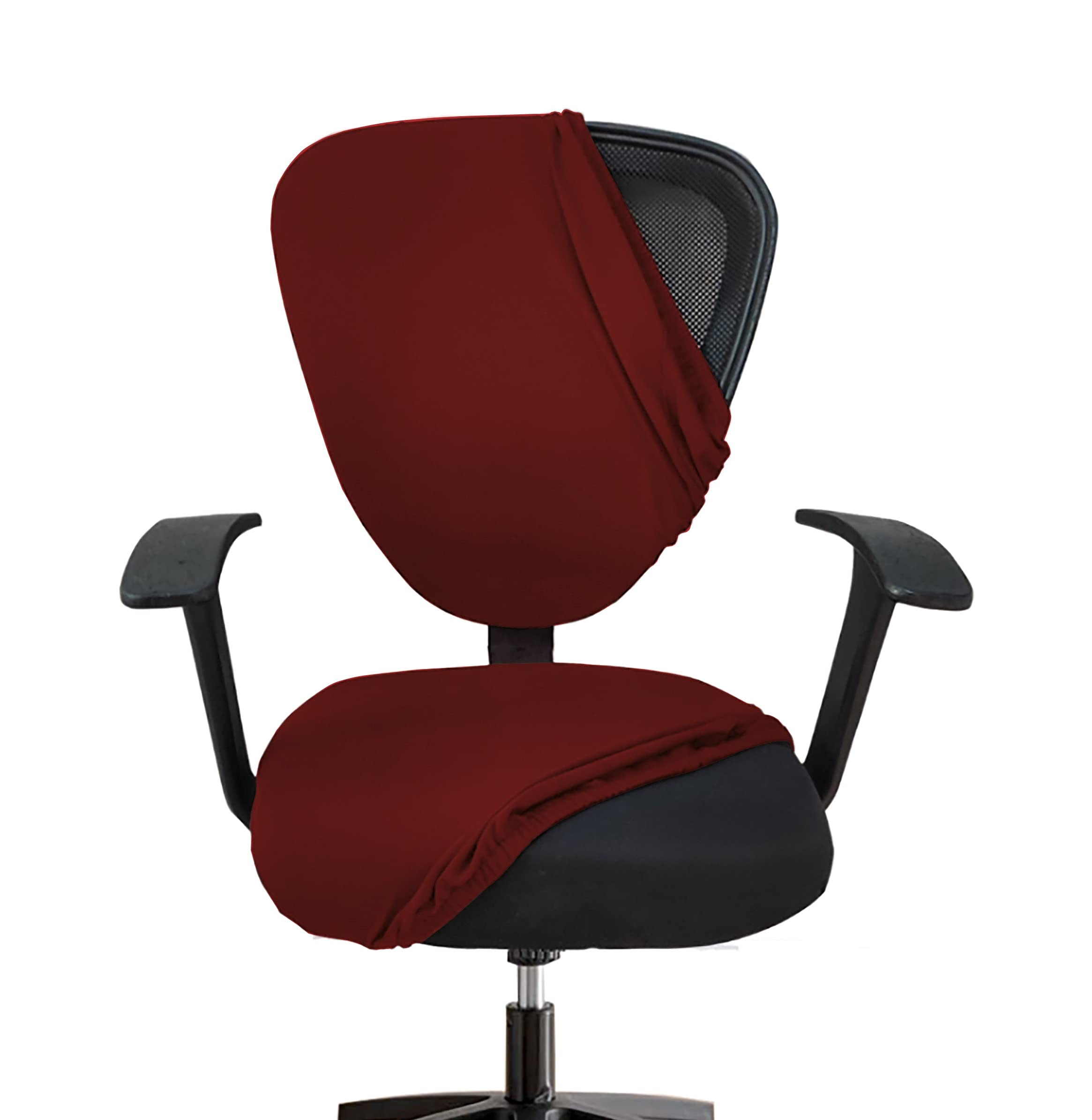 HOTKEI Set of 6 Office Chair Cover Maroon 200GSM Fabric Stretchable Elastic Removable Washable Office Computer Executive Rotating Chair Seat Covers Slipcover Cushion Protector Office Computer Chair (B08T94D617) Amazon Price History, Amazon Price Tracker