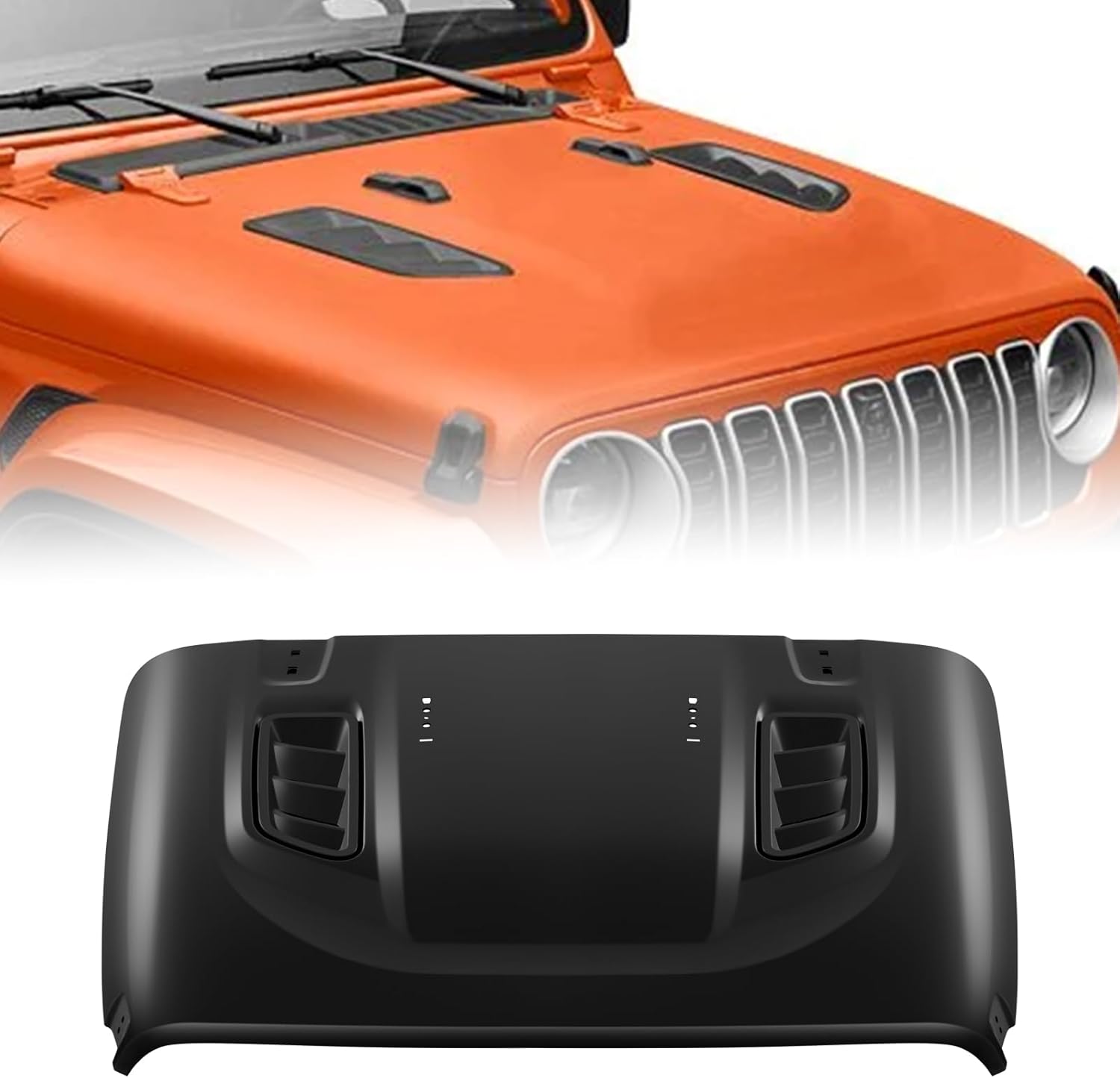 CALLIERT 10th Anniversary Edition Replacement Hood for Jeep 2018-2025 Wrangler JL ＆ 2020-2025 Gladiator JT, Vented Heat Dispersion Under-hood Unpainted Black, Steel