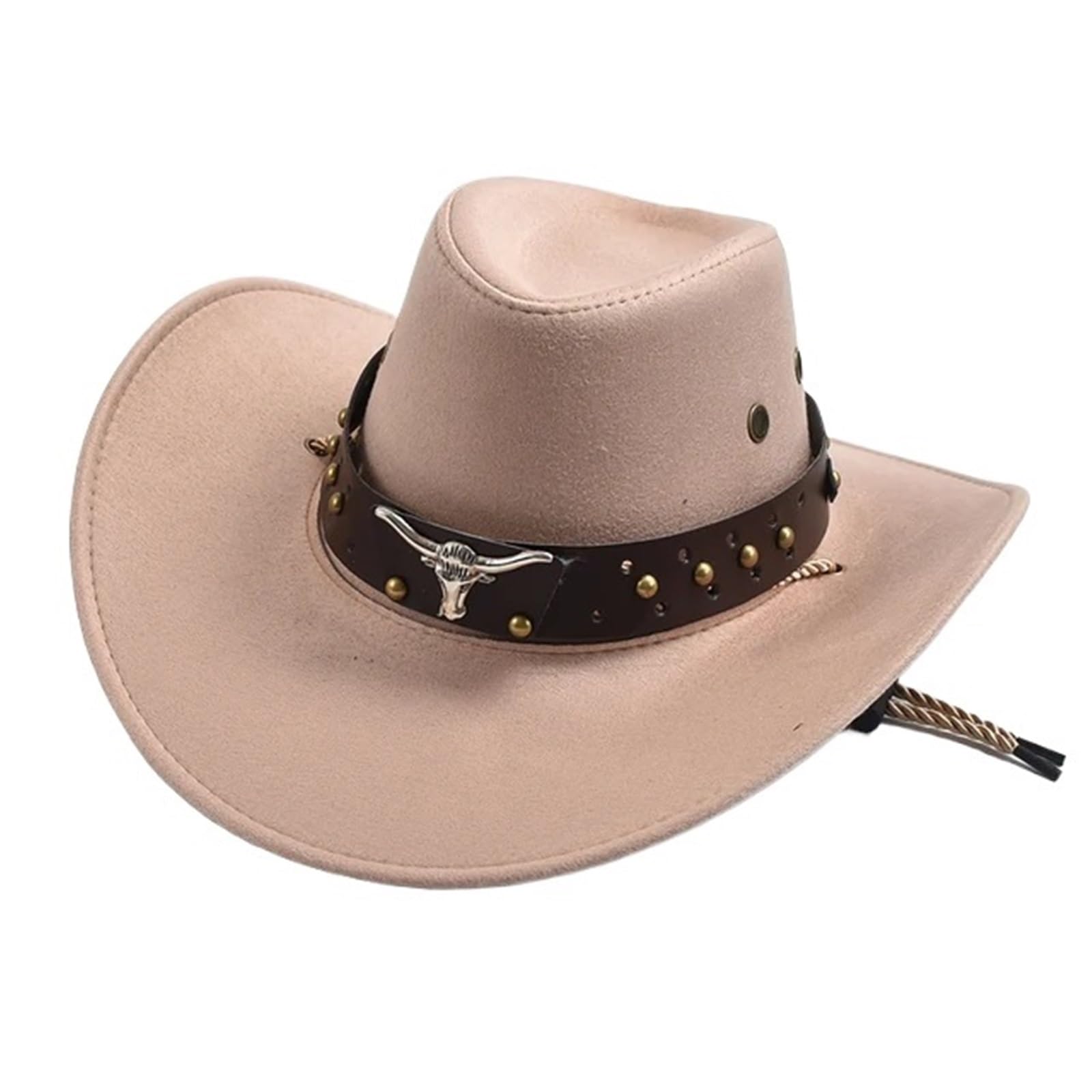 vrfvsdasAAS cowboy hat, Cowboy Hat Artificial Suede Western Hats Vintage Cowgirl Jazz Holidays Party Cosplay(Champagne)