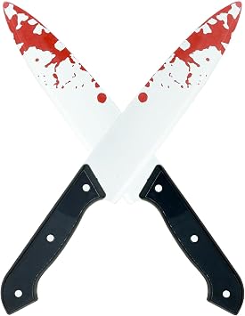 2 Pcs Halloween Prop Knife, 12 Inch Plastic Bloody Fake Knife Classic Horror Prank Props for Scary Party Cosplay