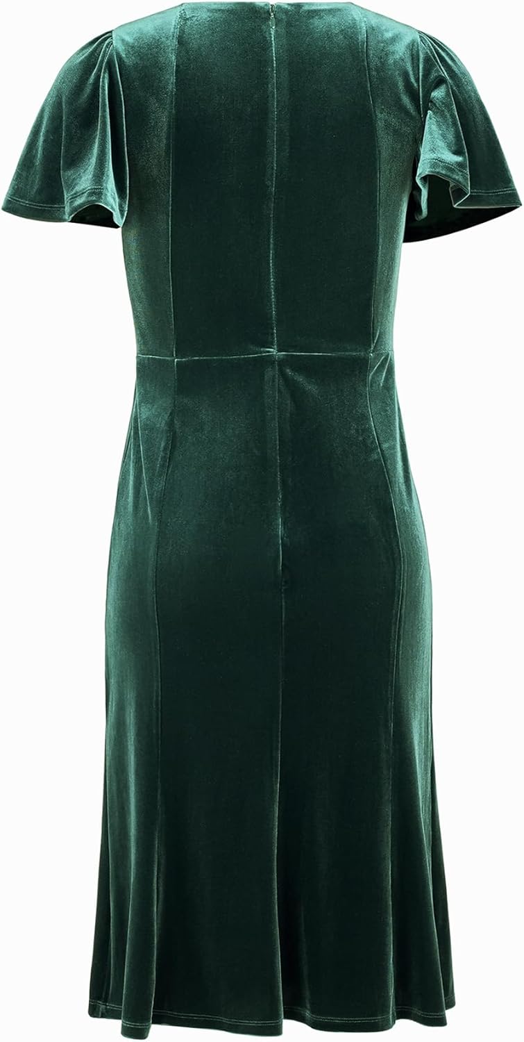 Anne Klein Women's Flutter Sleeve Velvet Midi Dress