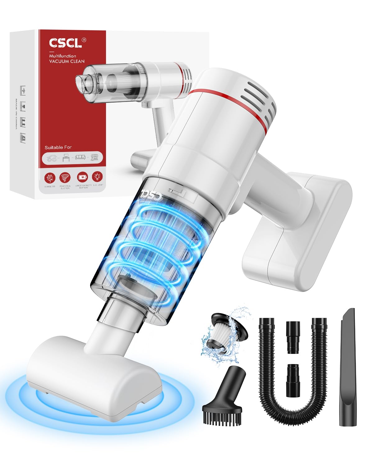 Portable Handheld Car Vacuum Cleaner Cordless - 15000Pa High Power Suction with LED Light & Multi Accessories