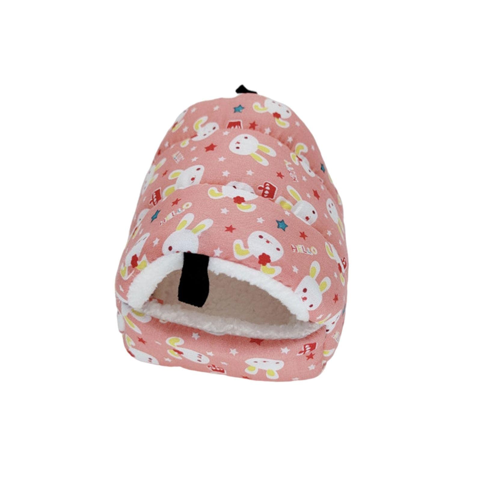 Guinea Pig Bed Cave Cozy Hamster House Rest Nest Pink Cartoon Pattern-image-34