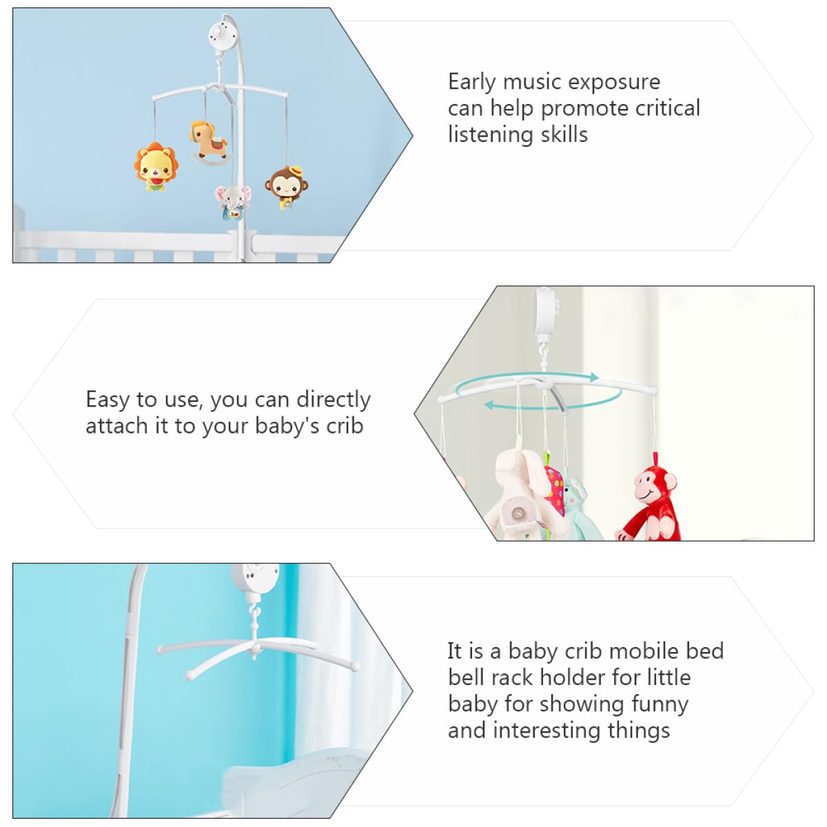 1Juego Móvil Musical para Cuna de Niño Niña con Decoración Colgante para Ayudar Calmar y Infantil Incluye Musicales y Accesorios