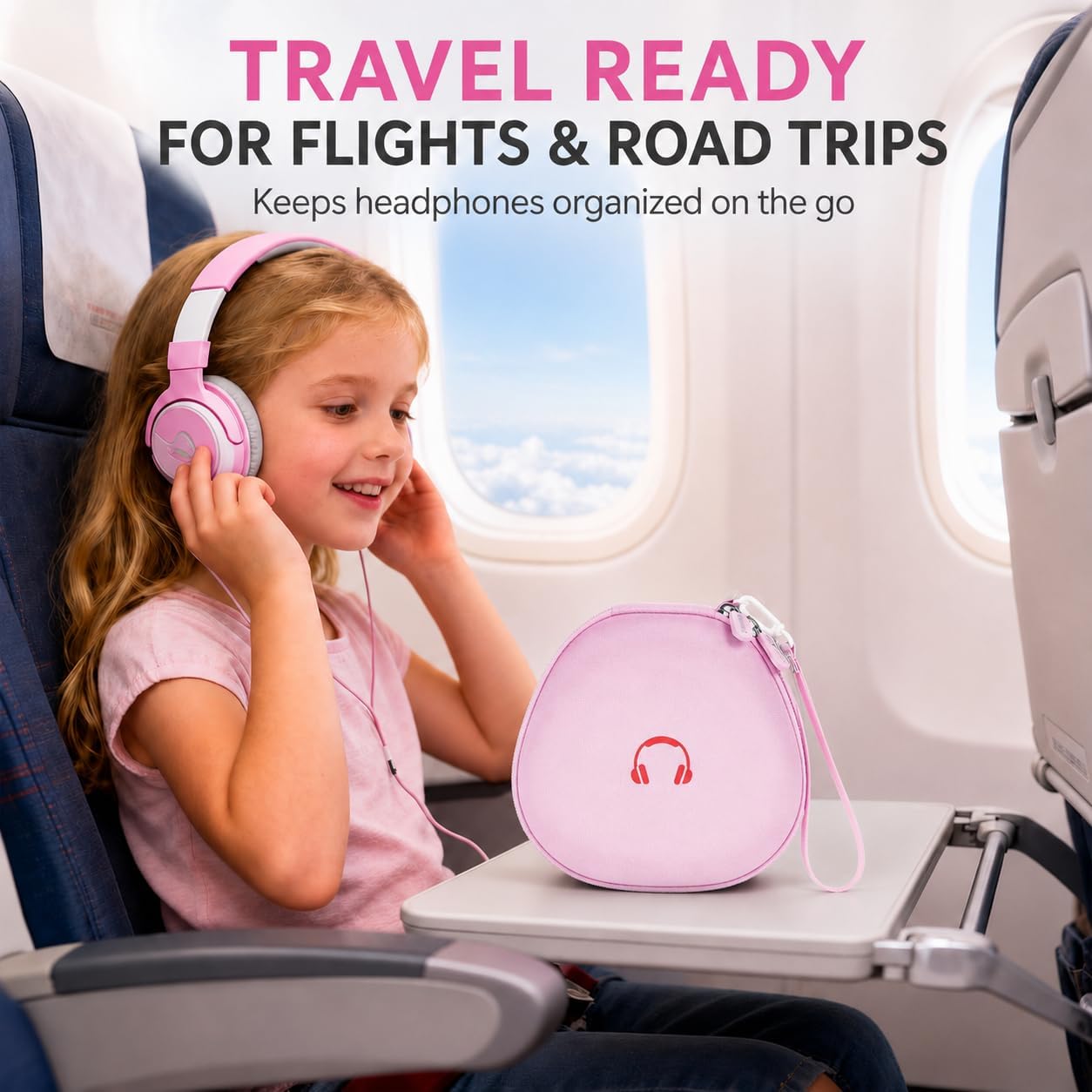 PAIYULE Kids Headphones Case for iClever/for EarFun/for JoySpark/for QearFun/for Candy Bila/for IMYB Foldable Wired Headphones, Earphone Storage for Kid Bluetooth Over Ear Heads-Pink (Box Only)