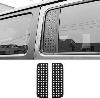 CheroCar for JL Rear Door Window Decals Aluminum Alloy Glass Panel Cover for 2018-2022 Jeep Wrangler JL, for 2020-2022 Jeep Gladiator JT,4 Doors, Black