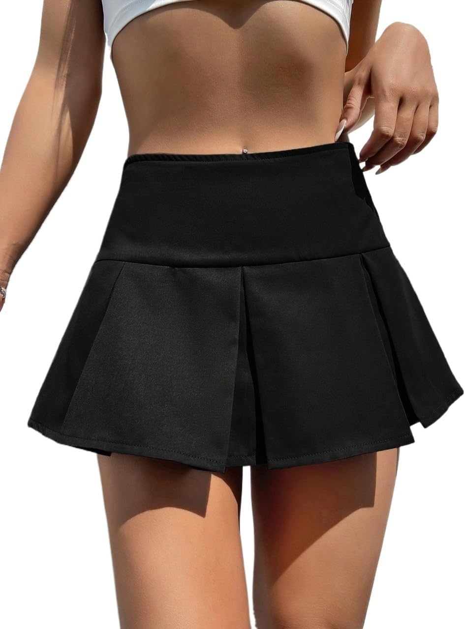 Women’s High Waist Pleated Mini Skirt A-Line Athletic Skort for Tennis Golf Running Casual Wear