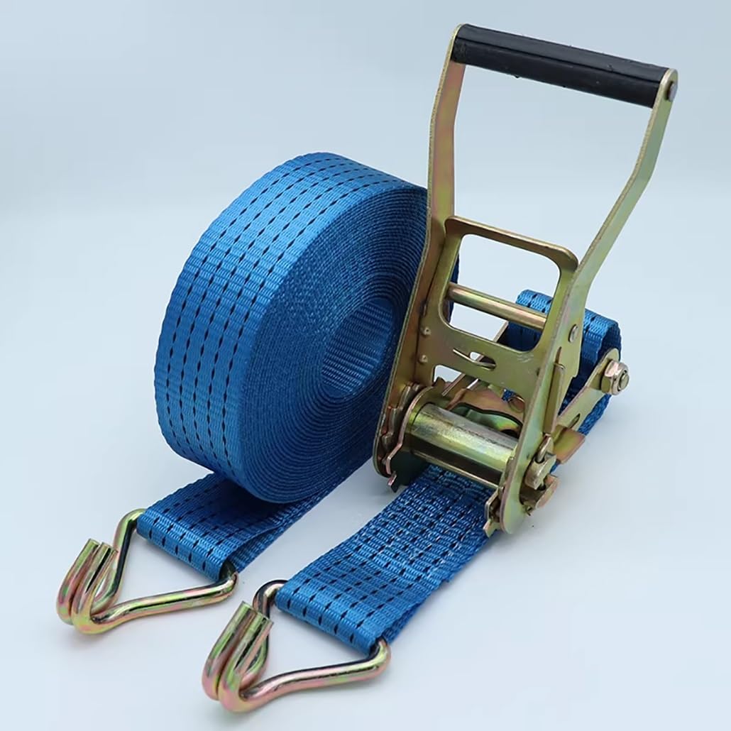 Cinghie di fissaggio resistenti con cricchetto e doppio gancio a J, cinghie a cricchetto per il trasporto di merci su camion, rimorchi, motociclette, kayak(2.0m/6.6Ft)