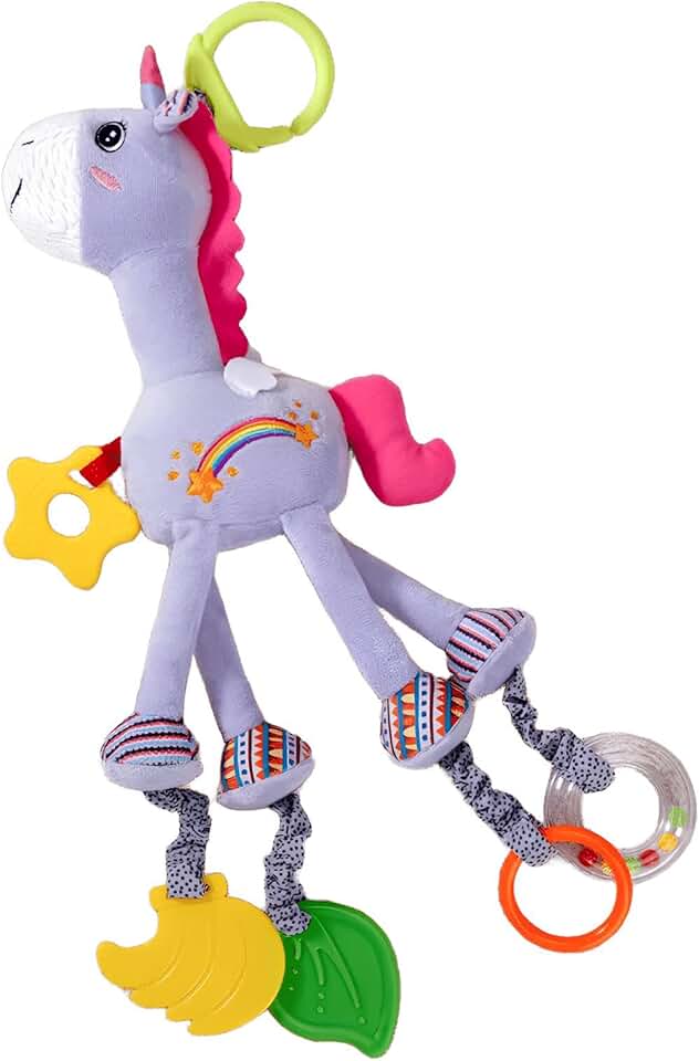 Pelúcia com Chocalho e Mordedor (COM CERTIFICAÇÃO INMETRO) (Unicórnio Lilás)